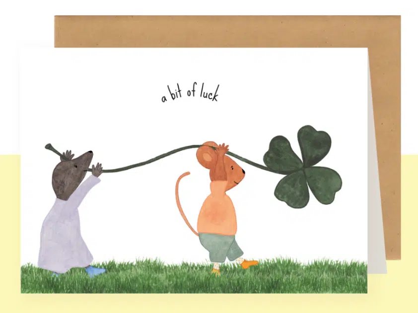 Dubbele wenskaart Studio Bertha - a bit of luck